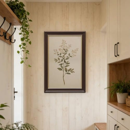Wood Grain Gold Framed Botanical Wall Art with Pink Blossoms - 24x36