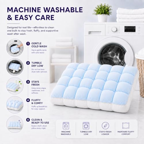 Cooling Pillow for Sleeping with Ice Silk Cover - Blue, 19.7 x 27.6 Inch