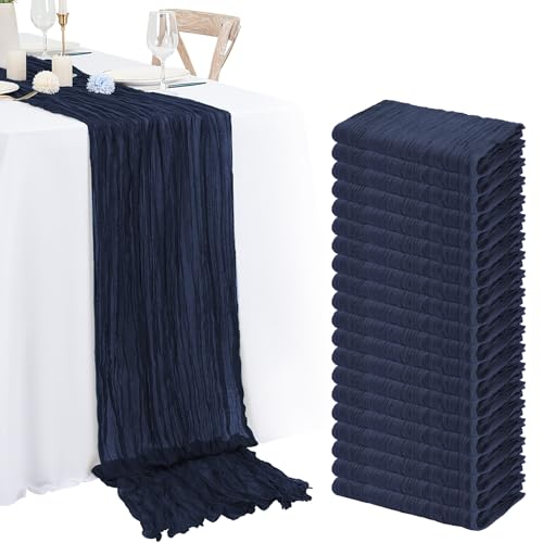 Navy Blue Cheesecloth Table Runner 20 Pack - 10ft Rustic Wedding Party Decor