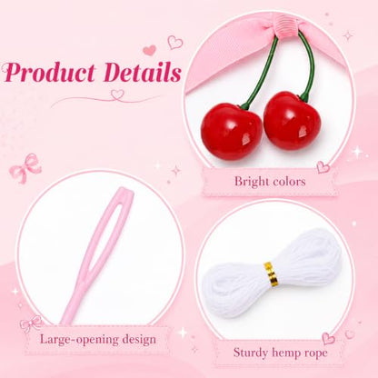 Cherry Party Decorations Set with Pink Bow Garlands for Birthday Baby Shower Wedding