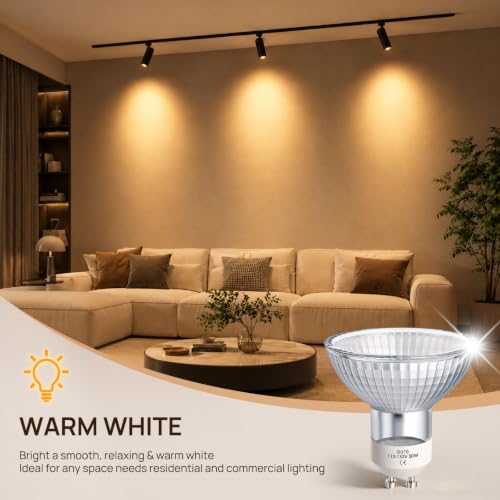 GU10 Dimmable Candle Warmer Light Bulb 50W Pack of 4 - Warm White, Soft Glow