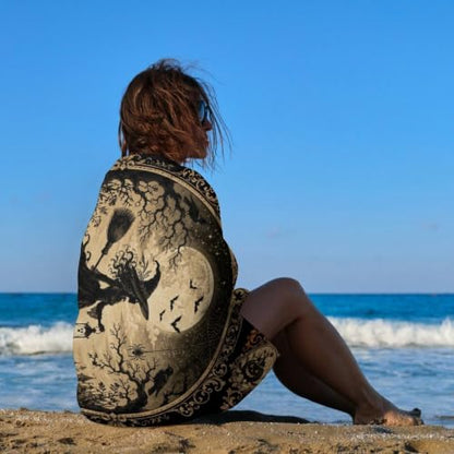 Halloween Witch Moonlight Pumpkin Oversized Beach Towel 51x31 Inch - Soft Quick Dry Bath & Pool Towel - Travel Gym Use