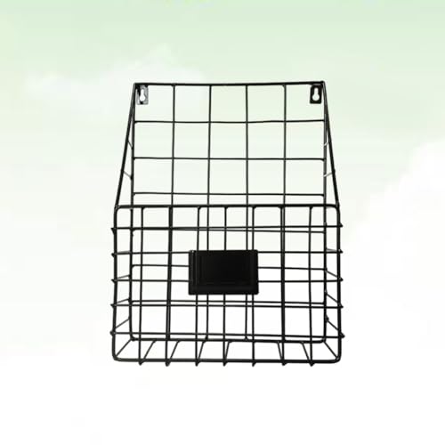 Wall Mounted Magazine Holder Basket with Label Slot - Iron Storage Rack