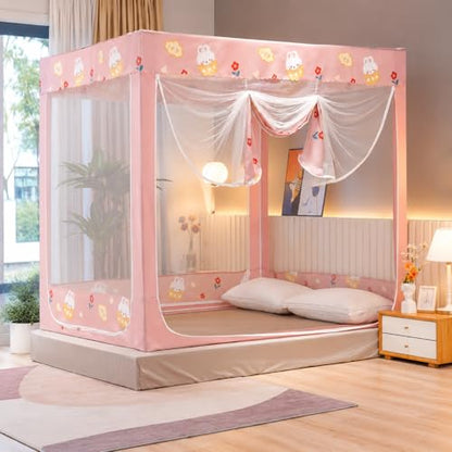 King Bed Mosquito Net Canopy - Pink Bed Bug Protection with Easy Setup