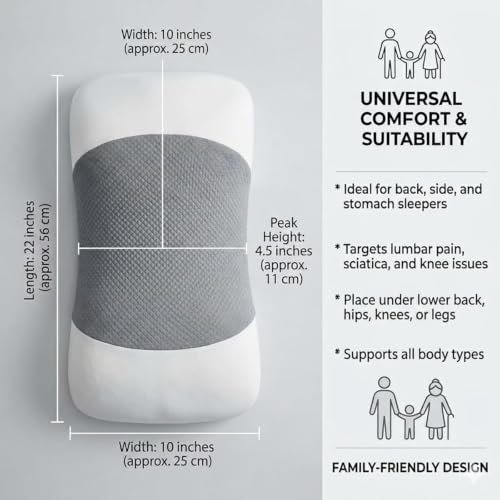 Alignex Pro Sciatica Pillow Grey-A Lumbar Support for Spinal Decompression