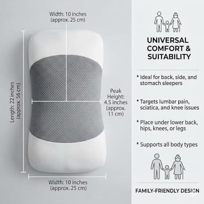 Alignex Pro Sciatica Pillow Grey-A Lumbar Support for Spinal Decompression