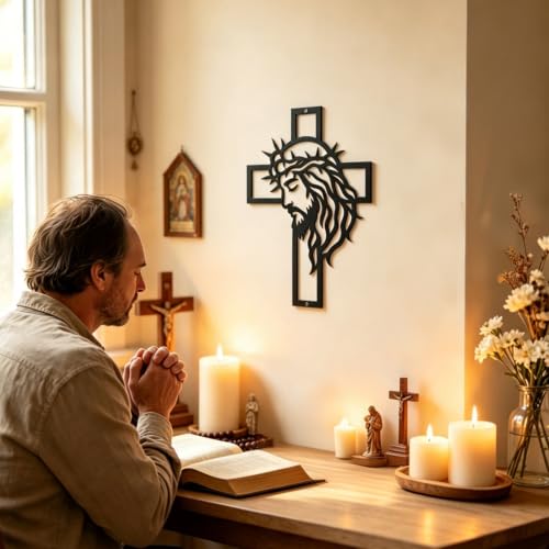 Jesus Wall Decor Cross with Crown of Thorns Christian Silhouette - Faith Gift