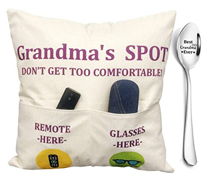 Grandma Gifts Throw Pillow Cover 18x18 Inch with Engraved Spoon - Variation of Grandma