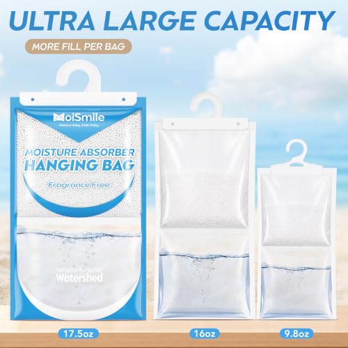 Large Capacity Hanging Moisture Absorber Bags - Unscented, 3 Pack - Fragrance Free