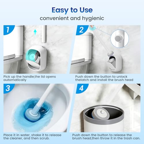 Disposable Toilet Brush System with 2 Reusable Handles & 48 Refills
