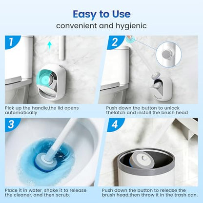 Disposable Toilet Brush System with 2 Reusable Handles & 48 Refills