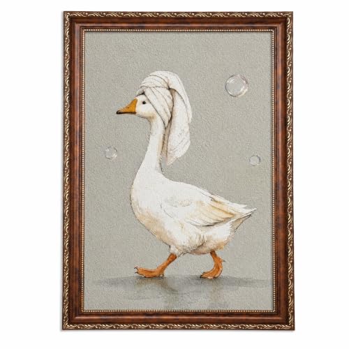Black Cat and Woman Bathtub Wall Decor Framed 8x10in Goose Variation