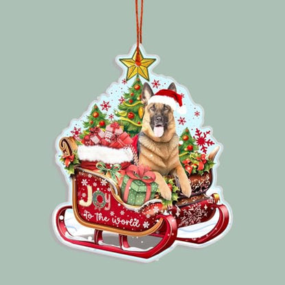 German Shepherd Christmas Ornament - Dog Lover Holiday Decor - Sleigh Shape Gift