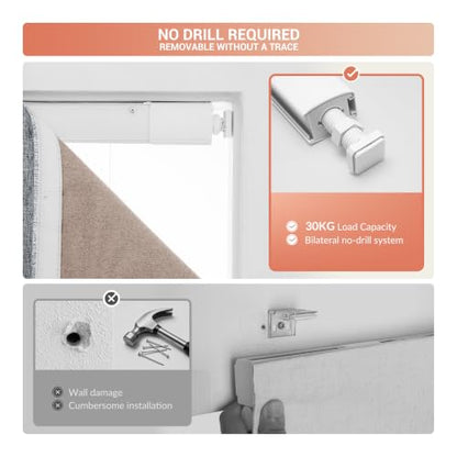 No Drill Blackout Linen Roman Shade - Dark Grey, 35x36 Inches