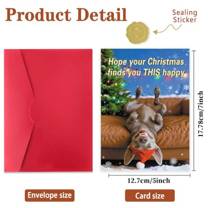 Funny Christmas Card with Dog Santa Hat - Humorous Holiday Greeting Card - WY-477