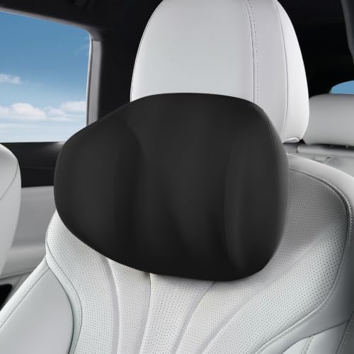 BABUR Ergonomic Memory Foam Car Headrest Pillow Black Dual-Wing Support