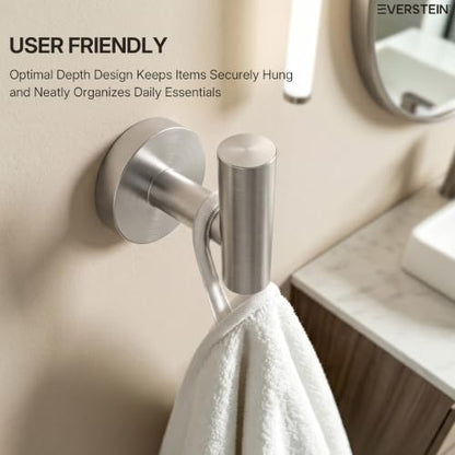 Robe Hook Wall Mounted Bathroom Towel Hook Brushed Nickel - Modern Design