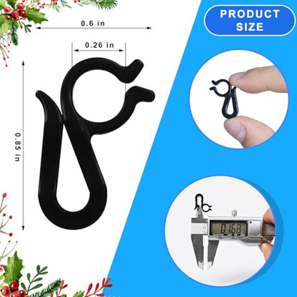 Christmas Light Clips Hangers - Weatherproof Gutter Clips for String Lights, 60 Black - Easy Installation
