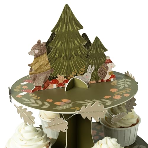 Woodland Cupcake Stand with Forest Animal Toppers - Baby Shower & Party Decor