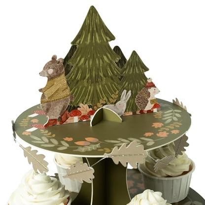 Woodland Cupcake Stand with Forest Animal Toppers - Baby Shower & Party Decor