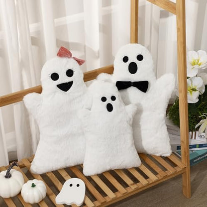Halloween Ghost Throw Pillows Set - Plush Decorative Cushions for Home & Party