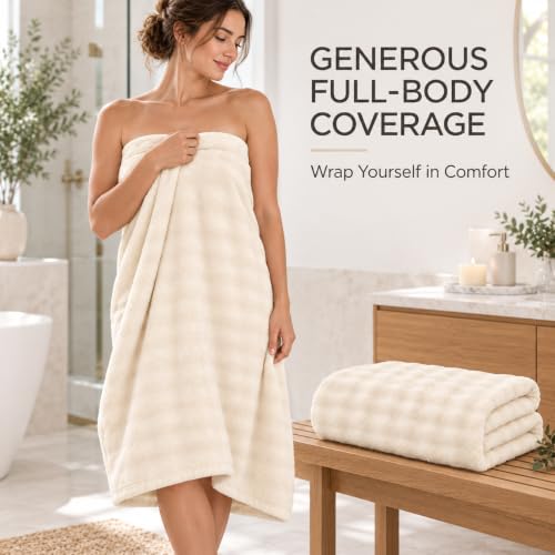 White Oversized Bath Towel 2 Pack 35 x 70 Coral Fleece Soft Absorbent