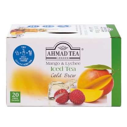 Ahmad Tea Green Tea, Cold Brew Mango and Lychee Teabags, Iced Tea, 20 ct (Pack of 6) - Caffeinated and Sugar-Free