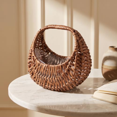 Wedding Flower Basket with Handle - Handwoven Willow Rustic Decor