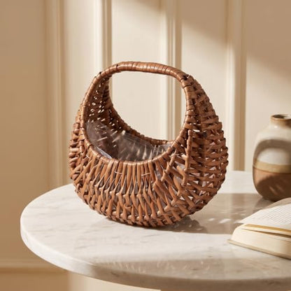 Wedding Flower Basket with Handle - Handwoven Willow Rustic Decor