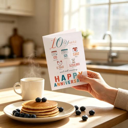 10th Anniversary Card - Funny Gifts for Him & Her, 7x5 Inches Double-Sided, XQ-123