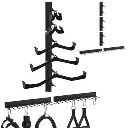 Wall Mount Lat Pulldown Bar Storage Rack - Heavy Duty Steel Gym Organizer