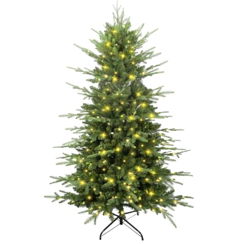 6 Ft Prelit Slim Christmas Tree - Aspen Fir, Blue Spruce, Warm White LED Lights