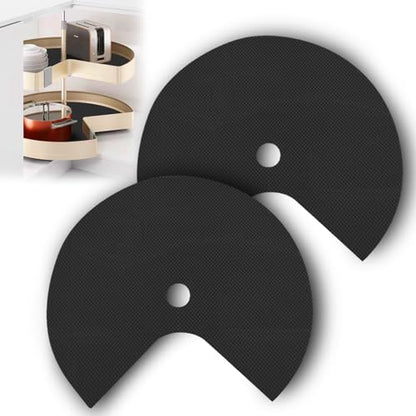 2 Pcs Lazy Susan Shelf Liner, Circle Pre-Cut Non-Adhesive Non-Slip Shelf Liner for Kitchen Corner Cabinet and Pantry Cupboard Organizer Large Susan Shelf (Black, 26Inch)