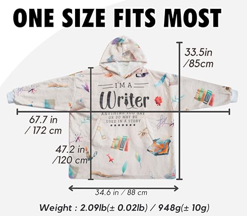 Writer Gift Blanket Hoodie - Super Soft Flannel Wearable Throw for Cozy Comfort