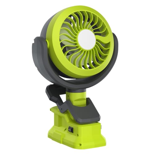 Cordless Battery Powered Fan for Ryobi 18V with LED Light - 1 Pack