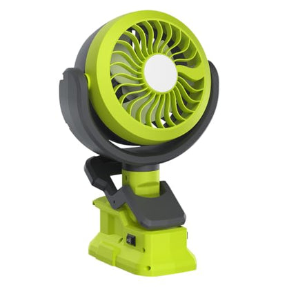Cordless Battery Powered Fan for Ryobi 18V with LED Light - 1 Pack