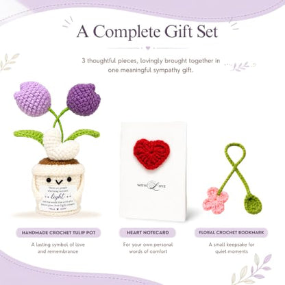 Their Light Remains Crochet Flower Memorial Gift Set - Sympathy Loss of Loved One