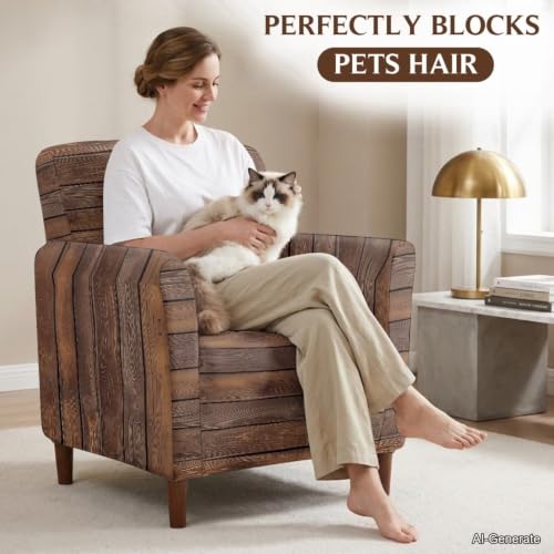 Wood Texture Arm Chair Slipcover for Living Room Fall Decor - Elastic & Universal Fit