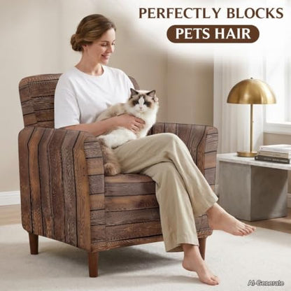 Wood Texture Arm Chair Slipcover for Living Room Fall Decor - Elastic & Universal Fit