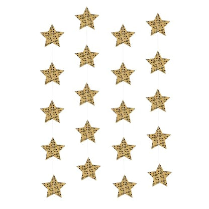 Vintage Music Notes Star Garland 4 Pack - Paper Banner for Wedding Holiday Party CYSS32-B