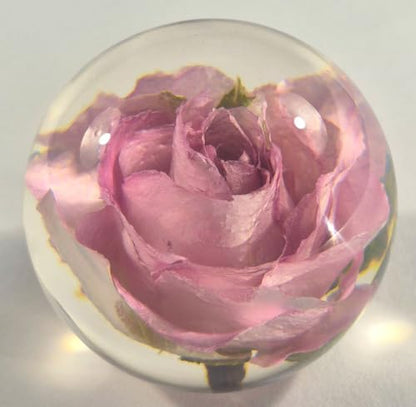 Pink Rose Resin Sphere - Real Flower Crystal Ball Wedding Decor