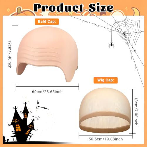 2PCS Latex Bald Cap for Halloween Makeup Costume Party Adults & Women