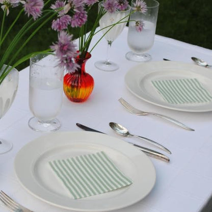 Green Striped Cocktail Napkins 5x5 Inches - 100 Count, Non-Toxic Ink