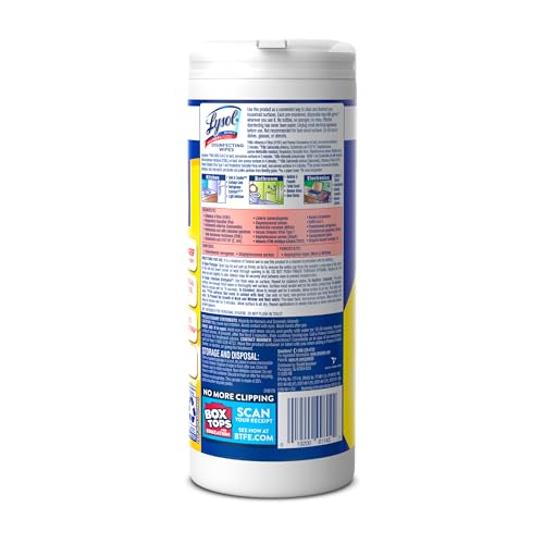Lysol Disinfectant Wipes, Multi-Surface Antibacterial Cleaning Wipes, Dorm Room Essentials For Disinfecting and Cleaning, Lemon and Lime Blossom, 35 Count (Pack of 3)