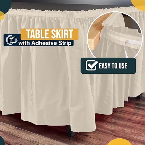 Ivory Disposable Table Skirts 12 Pack - Self-Adhesive Party Decorations for 6ft & 8ft Tables