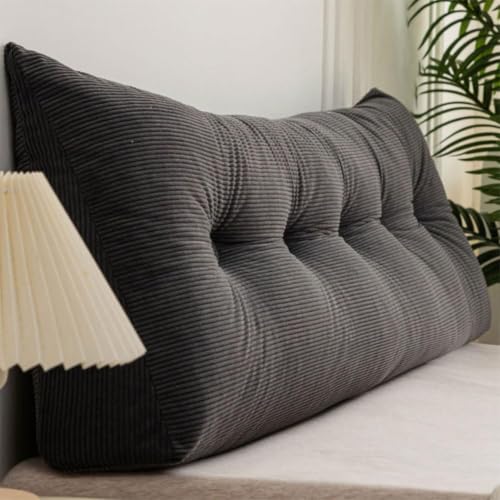 Large Black Headboard Wedge Pillow for Bed Support - Dorm Bed Bolster