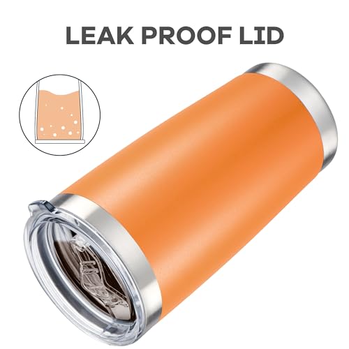 Orange 20 oz Insulated Stainless Steel Tumbler with Lid - Bulk Drinkware