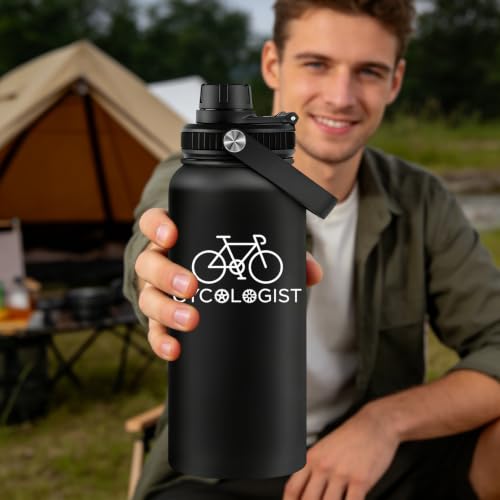 Cyclist Water Bottle 32oz Insulated Stainless Steel with Black Variation