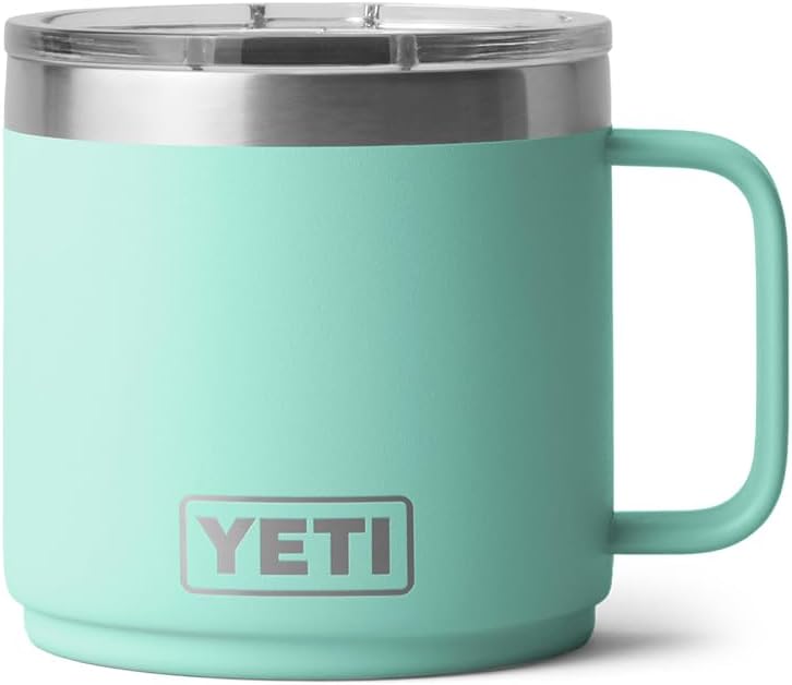 YETI Rambler 14 oz Vacuum Insulated Ceramic Lined Stackable Mug - Seafoam Color with MagSlider Lid