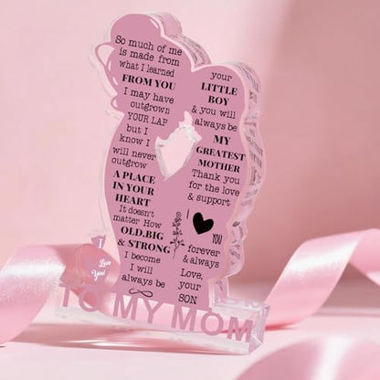 Mother Son Gift Acrylic Plaque - Mom Birthday & Holiday Keepsake - Mom-Son Variation